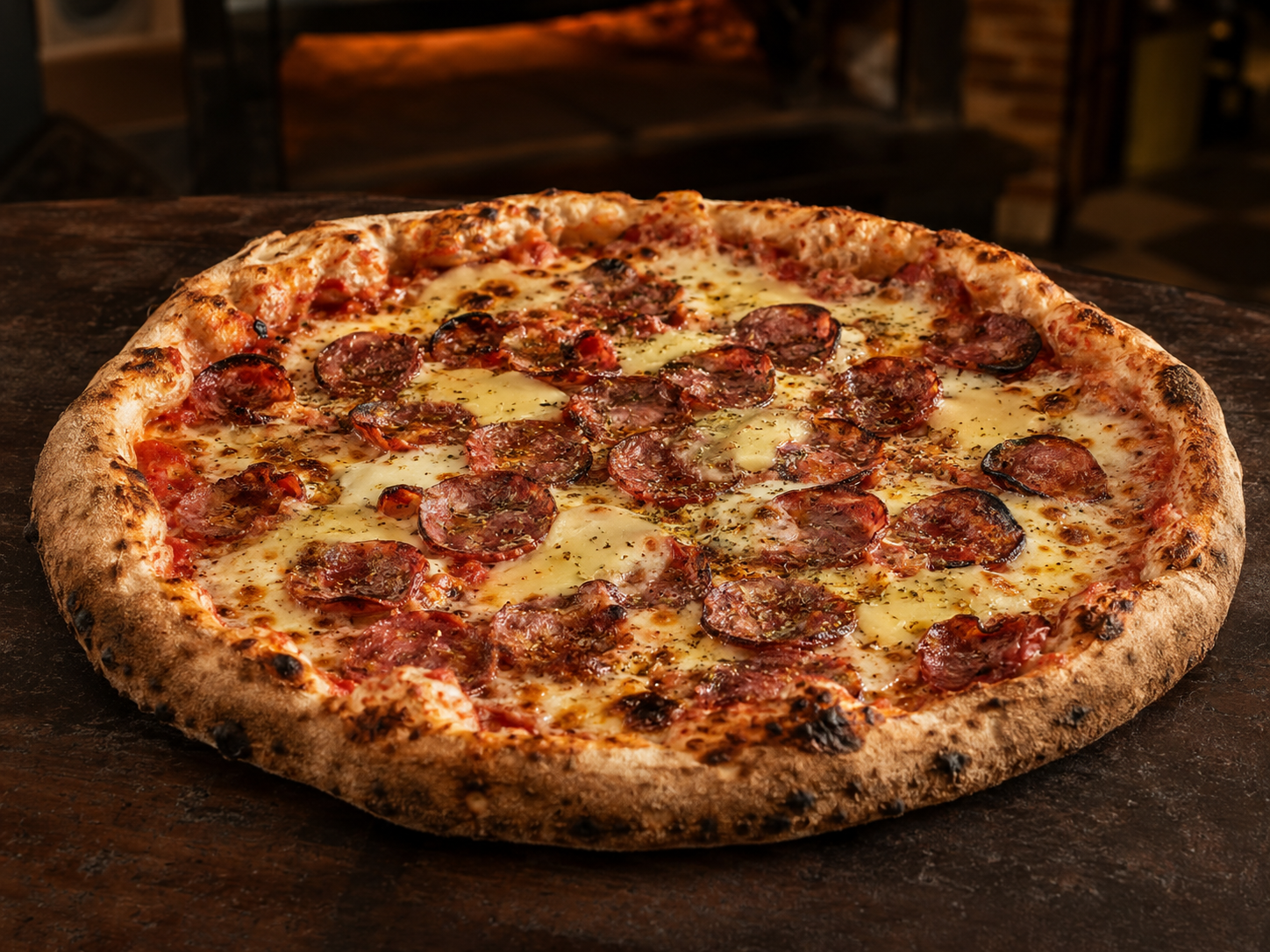 Pizza artesanal Calabresa na Chapa