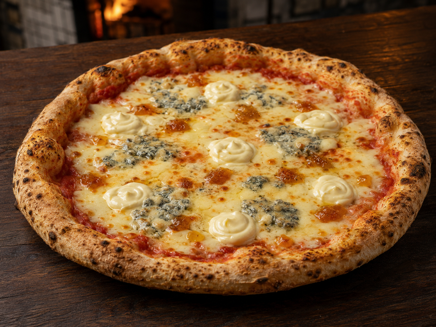 Pizza artesanal Quatro Queijos da Praça